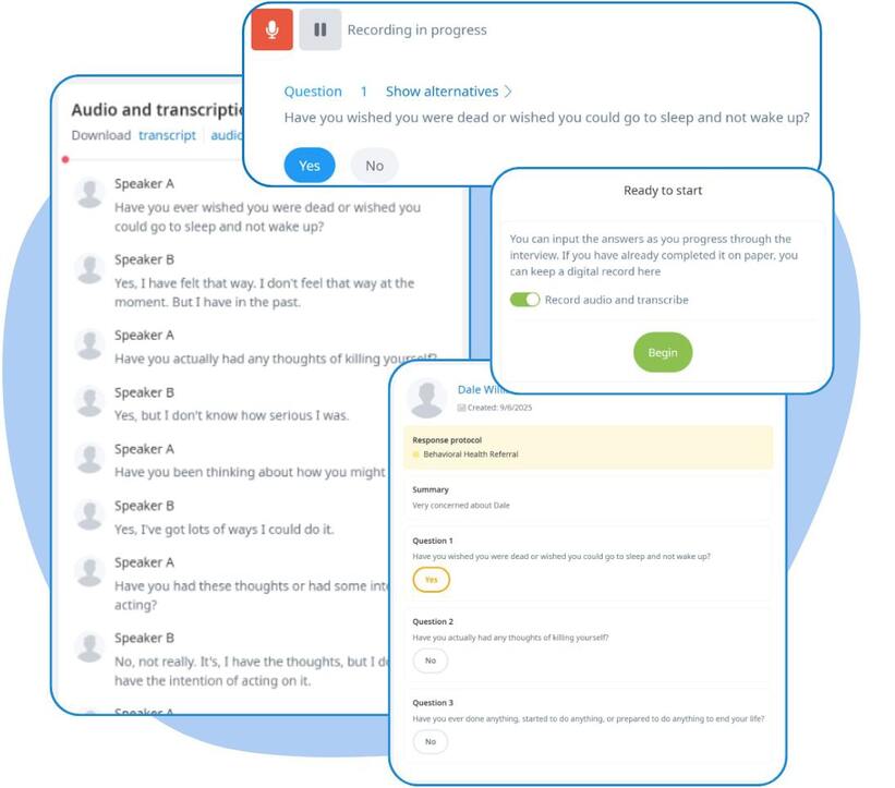 Mental Health Screeners product Columbia Suicide Severity Rating Scale (C-SSRS) providing schools with a structured, step-by-step tool to assess suicide risk and guide safe responses