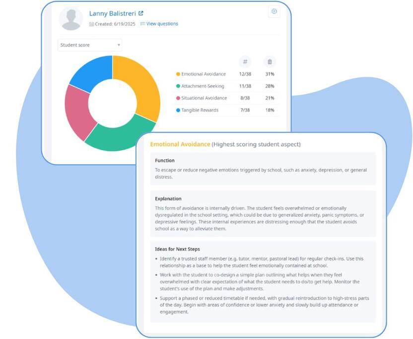 Mental Health Screeners product Emotion-Based School Avoidance (EBSA) Screener helping schools identify root causes of absenteeism with input from students and caregivers to guide early support
