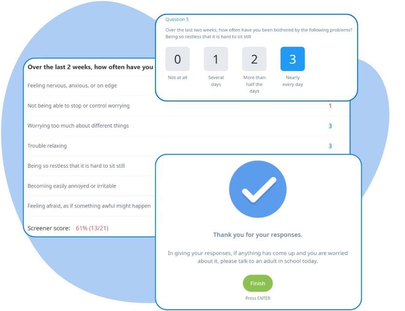 Mental Health Screeners product GAD-7 Anxiety Screener helping schools assess anxiety severity and provide targeted early interventions for students