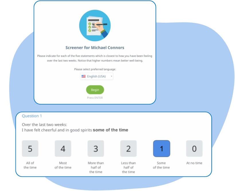 Mental Health Screeners product WHO-5 Wellbeing Screener with five quick questions to help schools monitor student wellbeing and identify those needing extra support